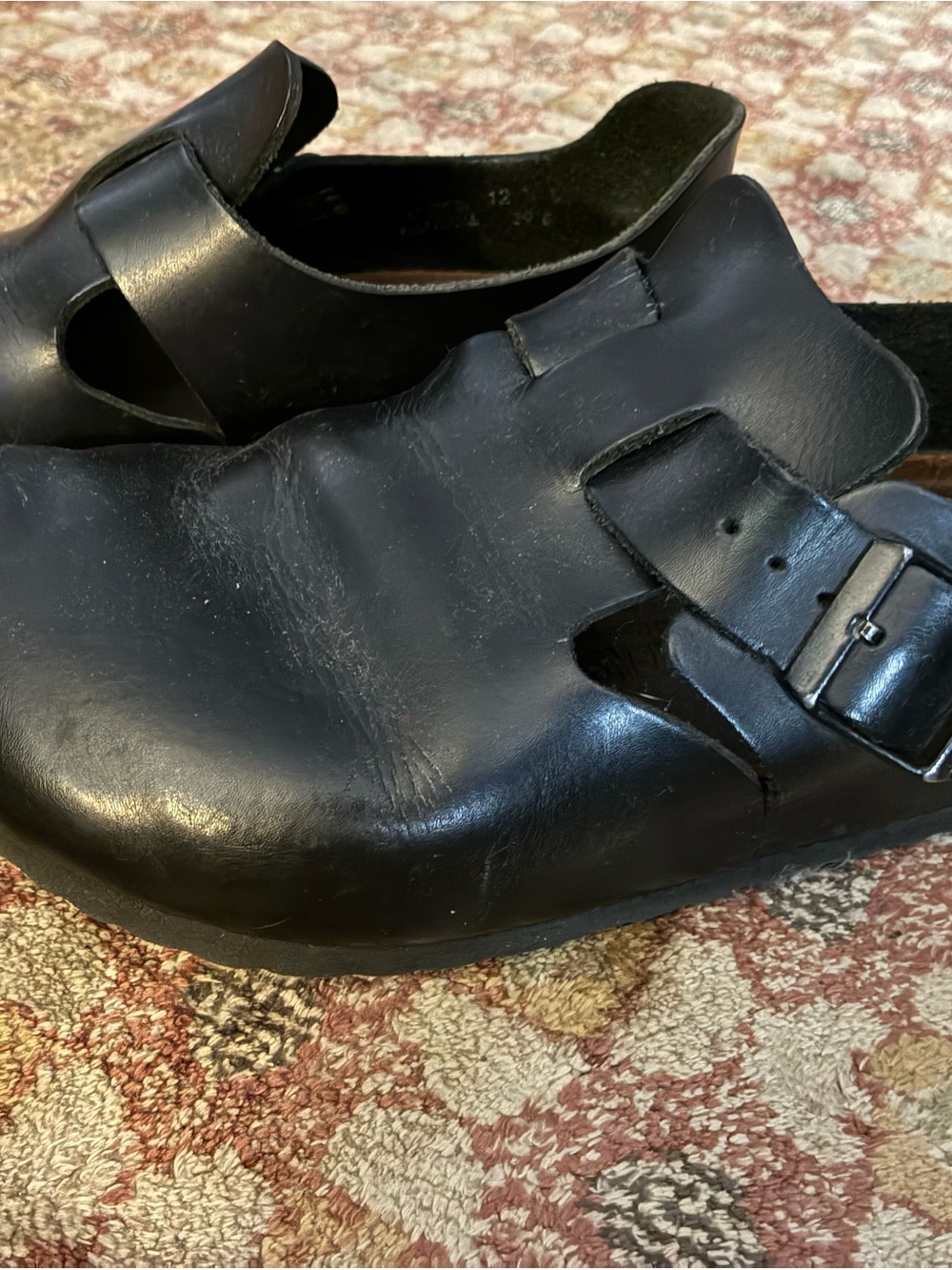 Birkenstock Black Leather Slip-On London Clog with Buckle